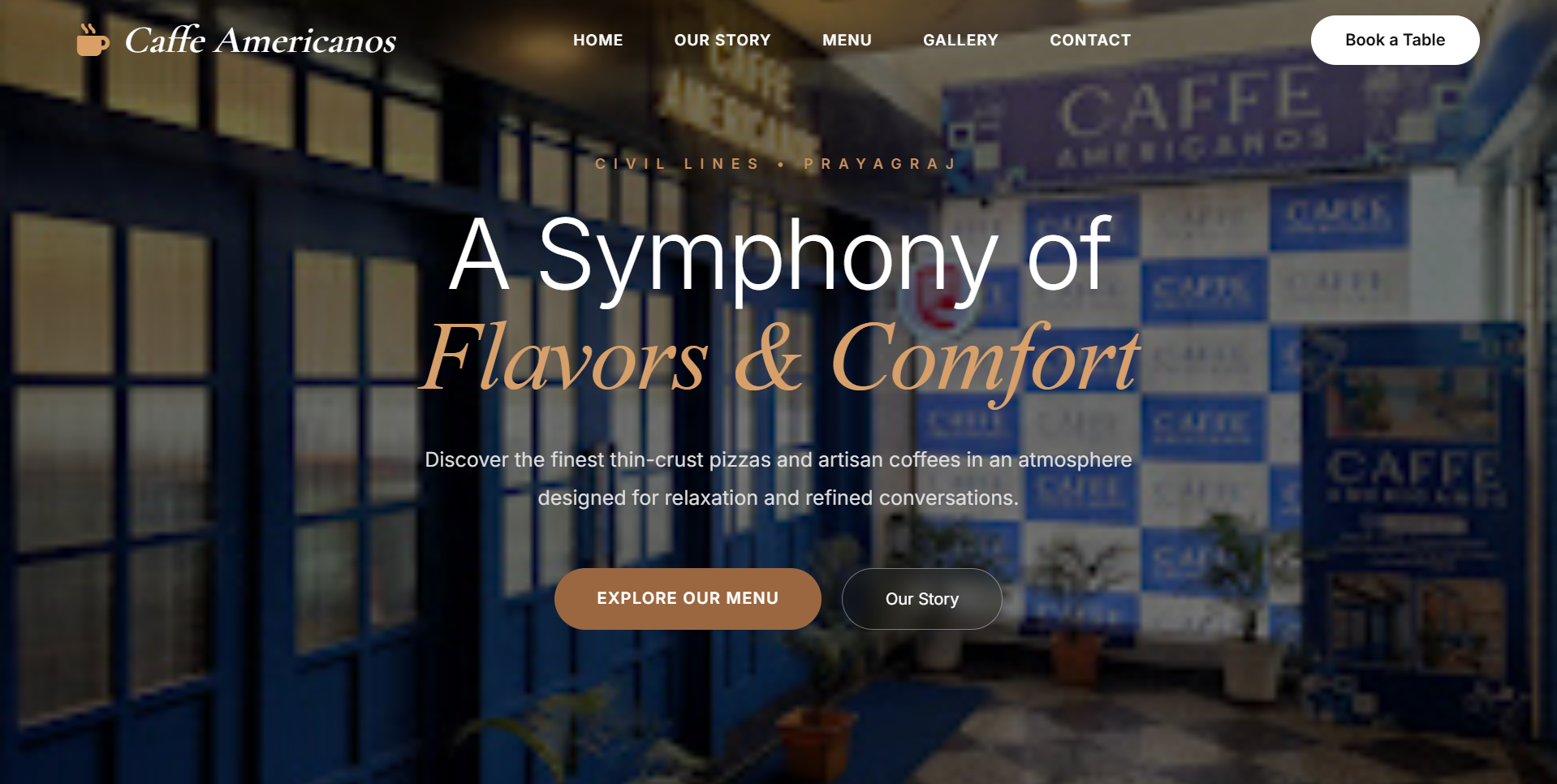 Caffe Americano Website screenshot
