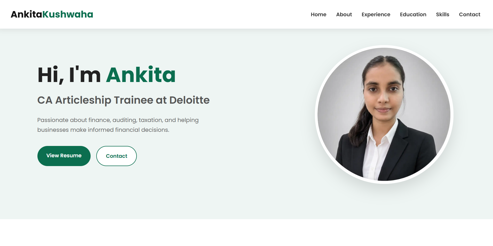 CA Portfolio Website screenshot